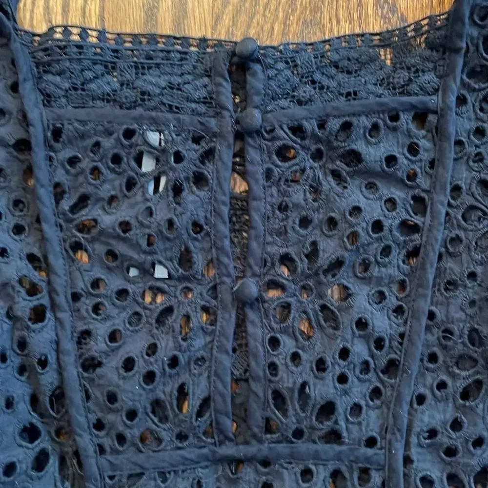 By Anthropologie size Small Black Top Victorian Cutwork Blouse